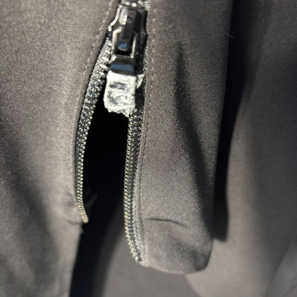 Black Long-Sleeve Wrap Dress With Front Zipper Detail - Picture 4 of 12